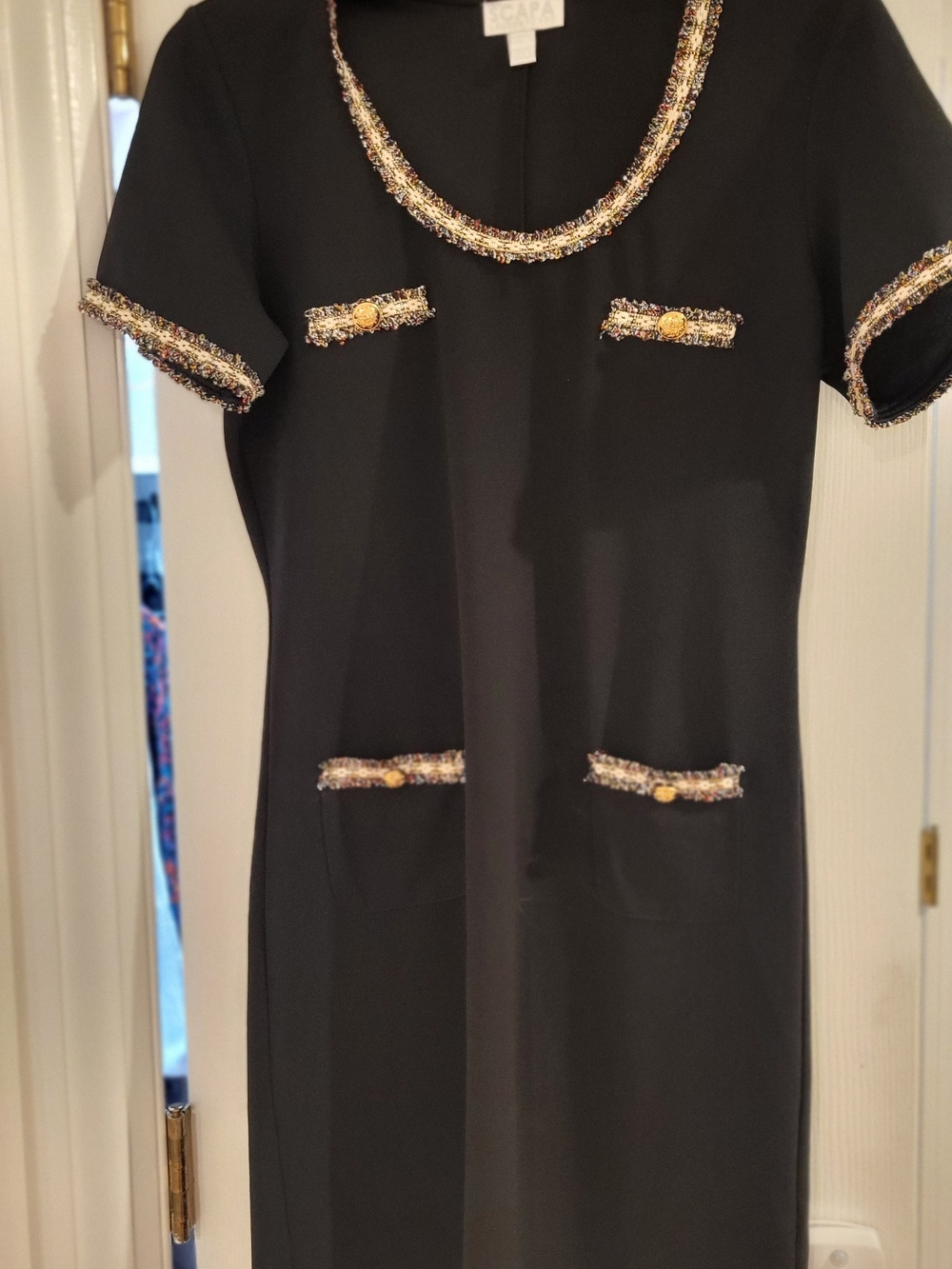 Scarpa Elegant Black Tweed-Trim Midi Dress by Escada
